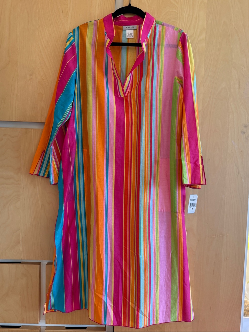 NWT Natori Ocean Drive Multicolor Striped Resort Cover-Up Caftan M